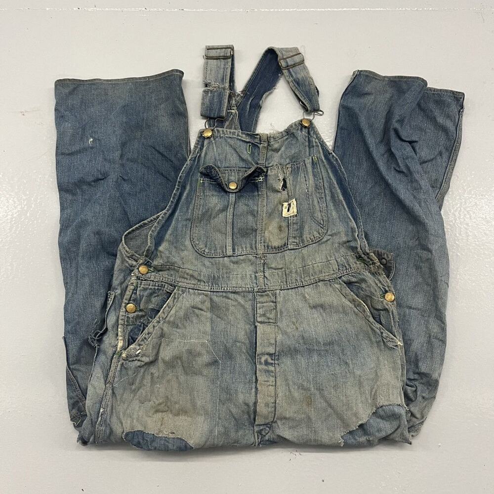 Vintage 40s Jack Rabbit Denim Workwear Overalls 36x28